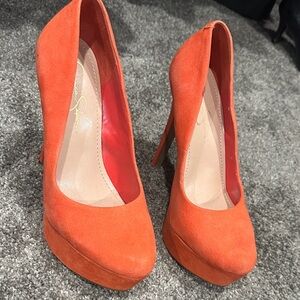 Jessica Simpson Vibrant Orange Suede Heels